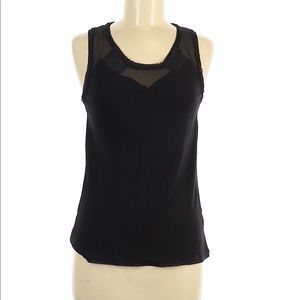 ROBBI + NIKKI Sleeveless Top raw hem sheer neck